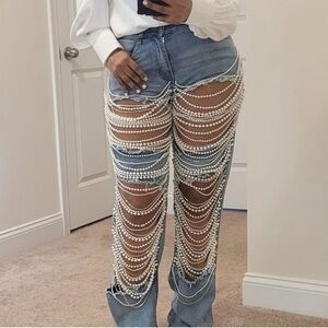 $65 each Pearl draped Jeans stone wash Brand New